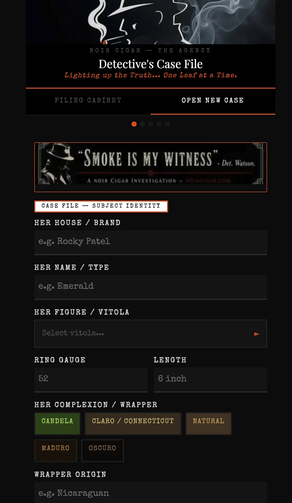 Detective's Cigar Journal — Subject Identity step one
